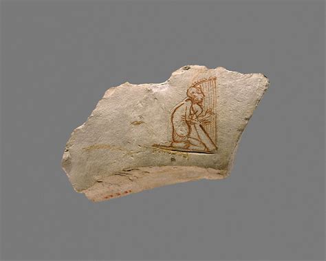 Ostracon With Sketch Of A Harpist Late Period Saite The