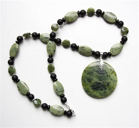 Canadian Jade Pendant Necklace Beaded With Nephrite Jade Bc Etsy