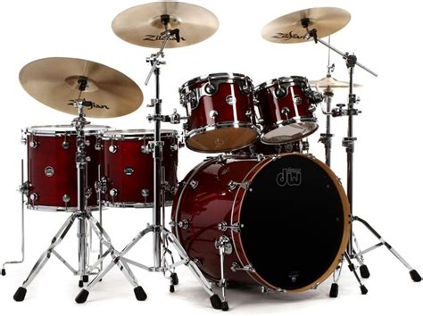 Dw Performance Series 5 Piece Shell Pack With 22 Inch Bass Drum Cherry Stain Lacquer Sweetwater