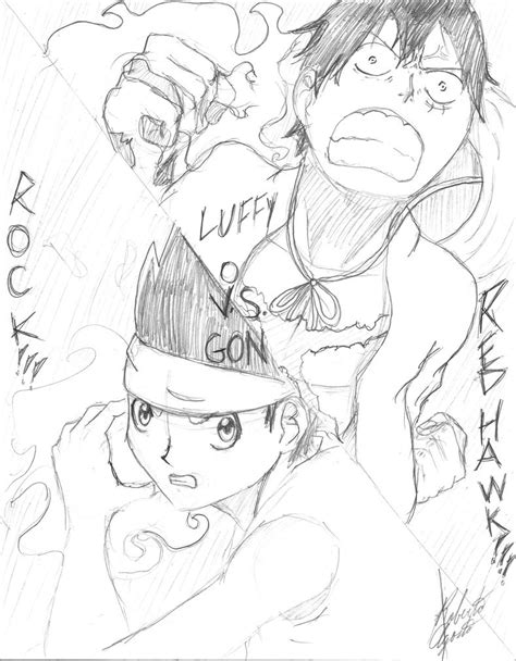 Luffy Vs Gon Sketch By Midnightkenjiru On Deviantart