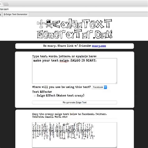 Zalgo text generator is the various online tools that serve in making a text more impressive by the inclusion of certain symbols and special characters. Creepy Zalgo Text Generator : / Creepy zalgo text ...