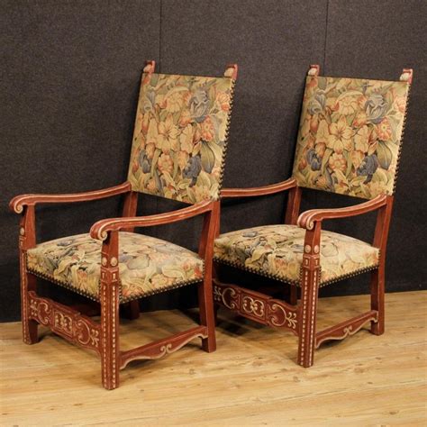 Shop fabric armchairs online at brosa. Pair of French Armchairs in Painted Wood with Floral ...
