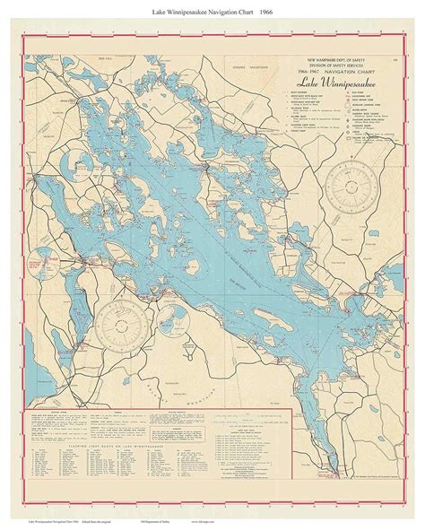 Amazon Com Lake Winnipesaukee Navigation Map Islands Coves Named Reprint NH Lakes