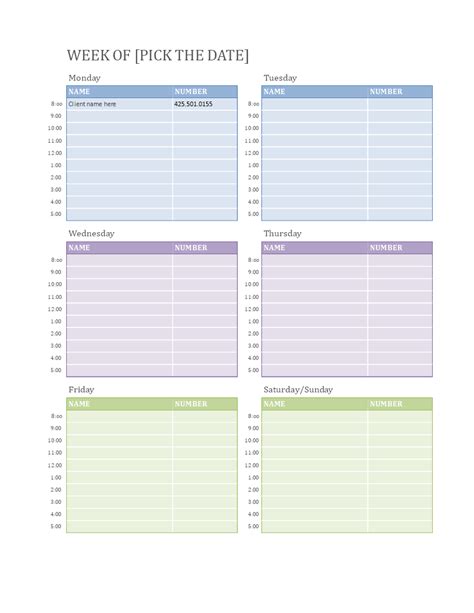 Weekly Appointment Calendar Templates At