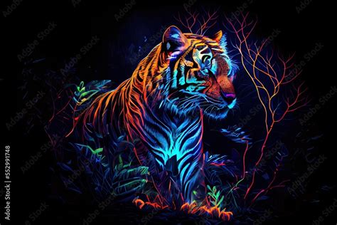 Neon Tiger Stock Illustration Adobe Stock