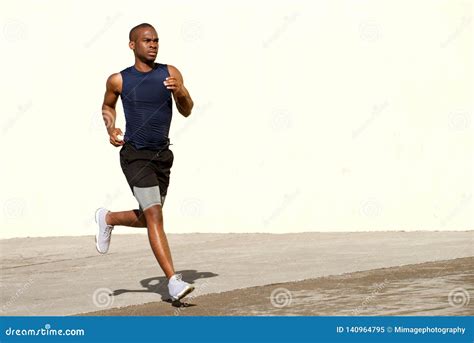 Healthy Young Black Man Running Outside On Street Stock Image Image