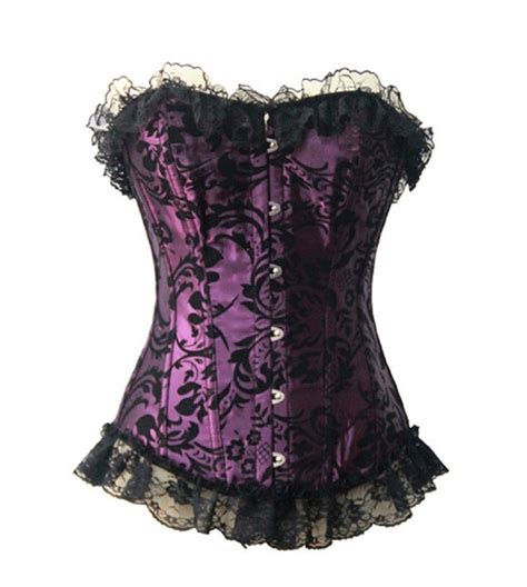 passion and lace overbust corset set by hourglass angel 2723 purple corset black corset boned