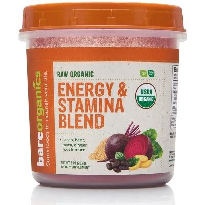 Bareorganics Herbal Supplements Raw Organic Energy Stamina Blend