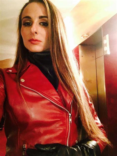 Red Leather Jacket Leather Coats Mistress Cool Pictures Brunette Party Dress Street Style
