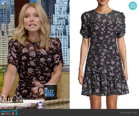 Wornontv Kellys Black Floral Ruched Dress On Live With Kelly And Ryan