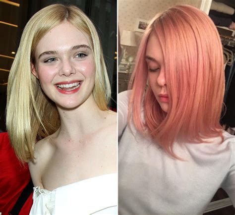 Pic Elle Fannings Pink Hair Dyes After ‘neon Demon — Love Or Loathe Hollywood Life