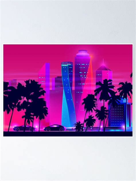 Synthwave Neon City Miami Vice Poster By Synthwave In Miami Vice Theme Synthwave
