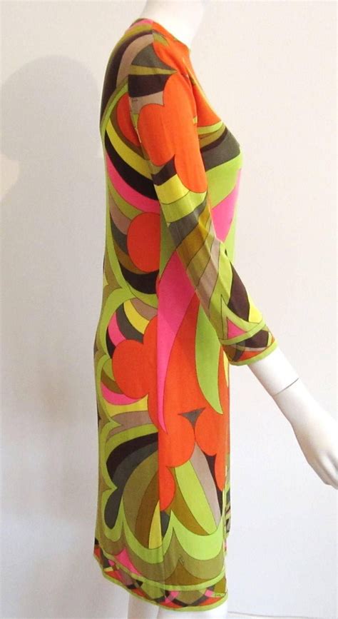 emilio pucci 60s mod dress multi color silk long sleeve etsy