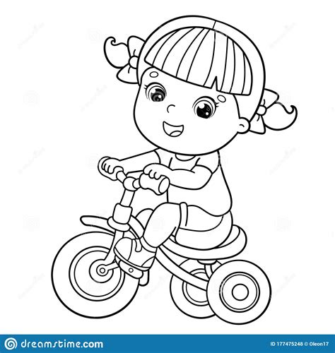 Coloring Pages Coloring Page Outline Of A Cartoon Girl Riding A