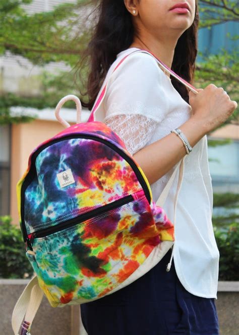 Get Handmade Tie And Dye Crumple Rainbow Canvas Backpack At ₹ 1540 Lbb Shop