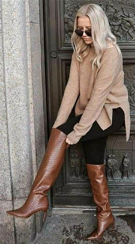 Pin By Drew James On Clothes Winter Fashion Outfits Tall Brown Boots