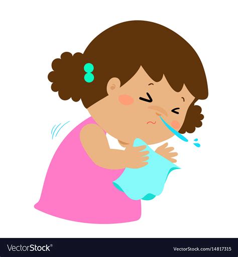 Little Girl Sneezing Cartoon Royalty Free Vector Image