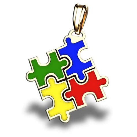Autism Awareness Color Puzzle Piece Pendant Pg83566