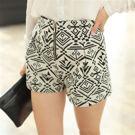 Aztec Print Shorts In White And Blue On Luulla