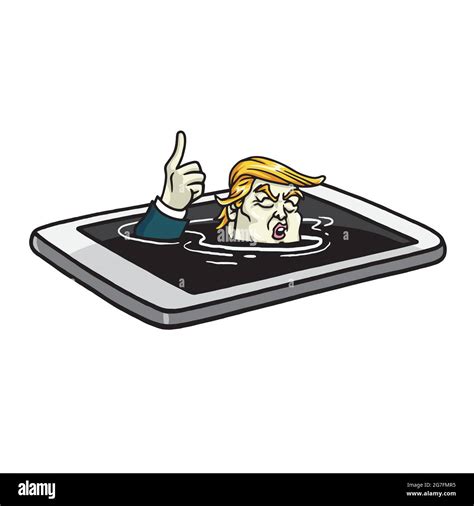Donald Trump Se Ahogó En El Teléfono Móvil Vector De Ilustración De