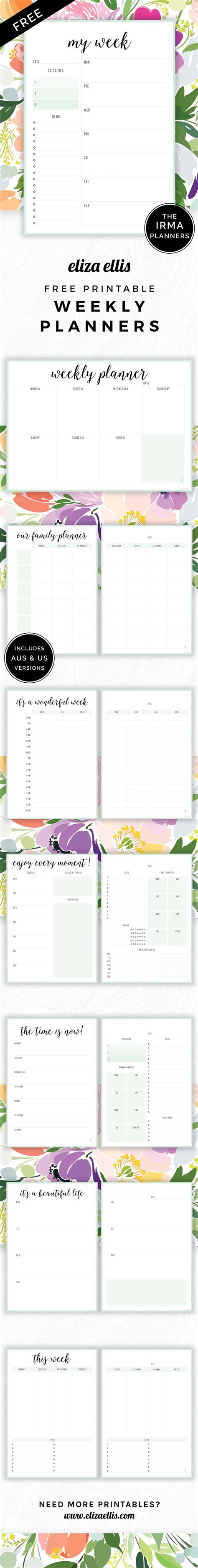 Free Printable Weekly Irma Planners Eliza Ellis Weekly Calendar Weekly Calendar Template