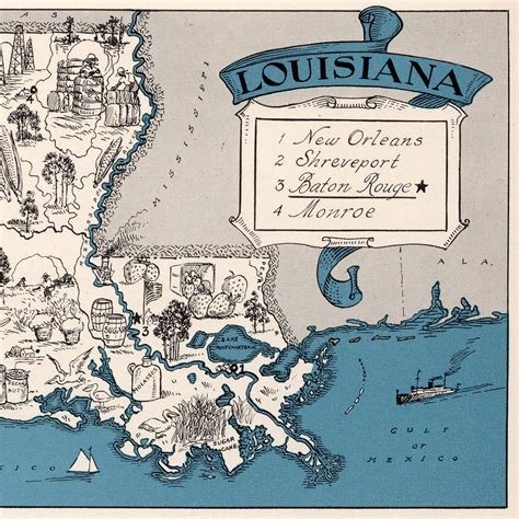 Map Of State Of Louisiana Framed Wall Print Louisiana Wall Etsy