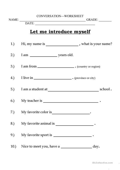 My Self Worksheets For Grade 1 Kind Worksheets