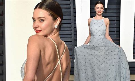 miranda kerr 33 stuns in a gorgeous blue dress with pearl detailing at the vanity fair oscar