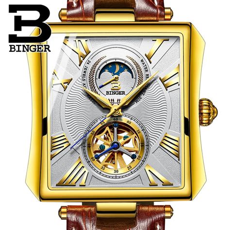 Binger Swiss Square Tourbillon Mechanical Mens Watch B 5071 Binger Store