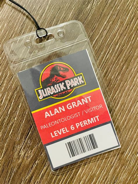 Alan Grant Jurassic Park Cosplay Id Badge Jurassic World Digital