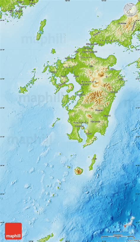 Physical Map Of Kyushu Images And Photos Finder