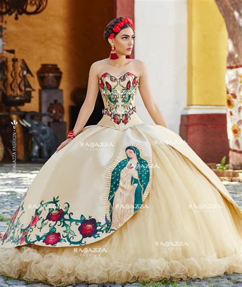 Virgin De Guadalupe Quinceanera Dress By Ragazza Fashion Style M11 111 Quince Dresses Mexican
