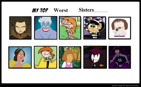 My Top 10 Worst Animated Sisters By Cartoonfanboyone On Deviantart