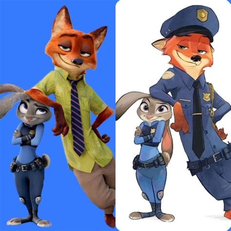 Left Nick Without His Police Uniform And Judy With Her Police Uniform