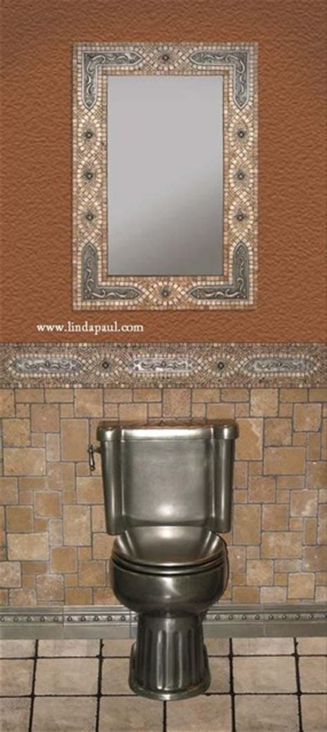 On february 20, 2013 • by kristi • 61 i had hoped to have a beautiful picture to show you of my new framed mirror hanging above my bathroom vanity, but unfortunately, i don't. Mosaic Tile Mirror frame with copper studded brackets ...