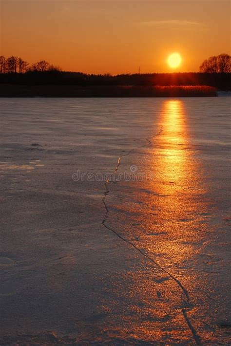 Frozen Lake In Moonlight Stock Photo Image Of Clouds 4280358