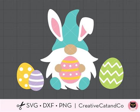 Easter Bunny Gnome Svg Gnome With Bunny Ears and Easter Eggs - Etsy