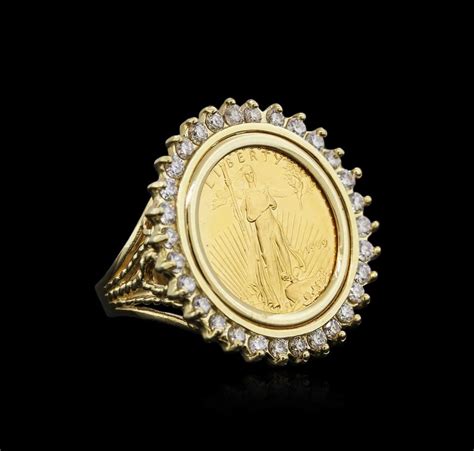 14kt Yellow Gold 037ctw Diamond Coin Ring