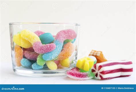 Assorted Colorful Candies Sweets In A Glass Stock Image Image Of