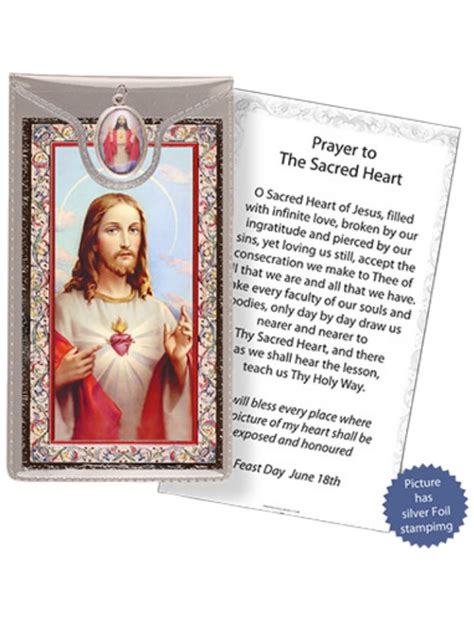 Sacred Heart Of Jesus Prayer Card And Enamel Medal