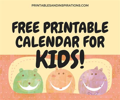 2018 Free Printable Calendar For Kids Printables And Inspirations