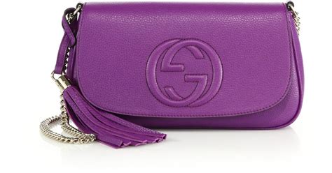 Gucci Soho Leather Shoulder Bag In Purple Lyst
