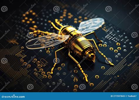 Image Of A Bee With Technology Concept Electronic Bee With A Circuit