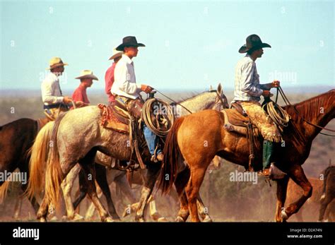 Texas Pitchfork Ranch Cowboys Stock Photo Alamy