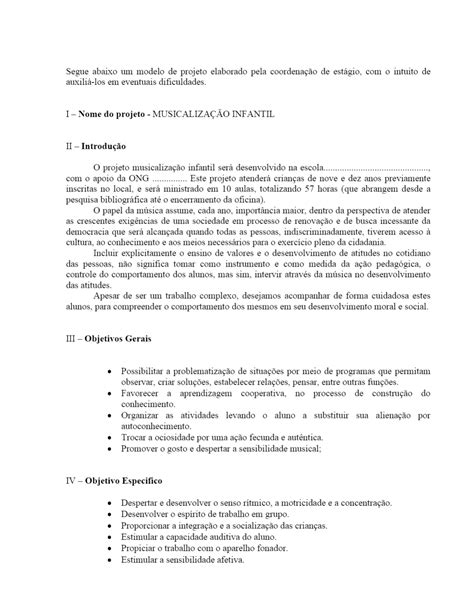 MODELO DE ELABORAÇÃO DO PROJETO SOCIAL PDF Download grátis Portfólio
