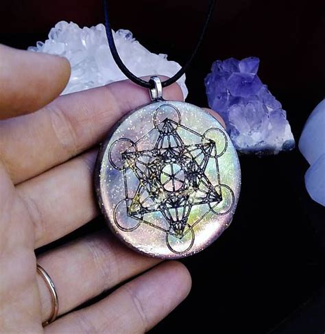 Glow In The Dark Metatrons Cube Sacred Geometry Orgone Necklace With