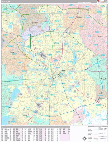 Dallas Texas 5 Digit Zip Code Maps Premium