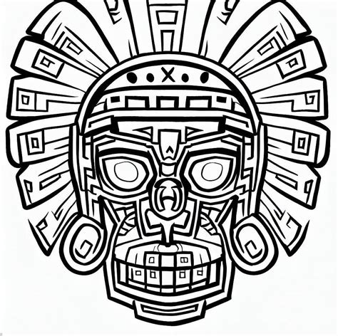 Dibujos de Diseño de Mascara Azteca para Colorear para Colorear Pintar