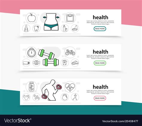 healthy lifestyle horizontal banners royalty free vector