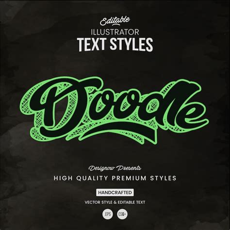 Doodle Text Style Premium Vector
